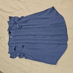 Ann Taylor top periwinkle butterfly cap sleeves size S